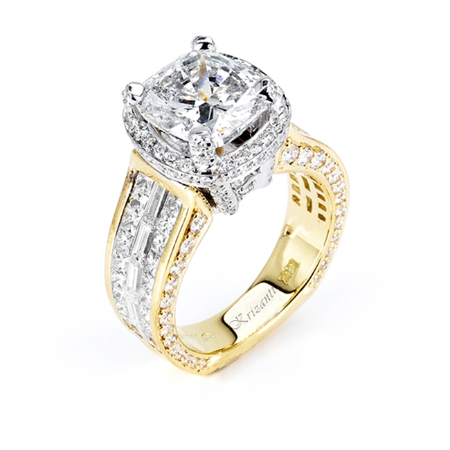 18KT 2 TONE  INVISIBLE SET ENGAGEMENT RING, DIAMOND  2.70CT